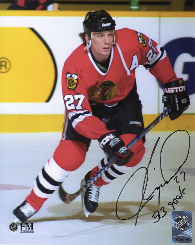 Jeremy Roenick Chicago Blackhawks Autographed Red Jersey Action 8x10 Photo