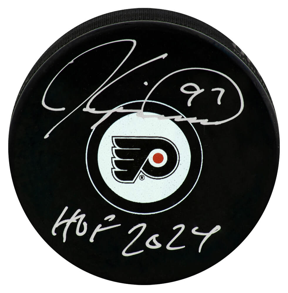 Jeremy Roenick Autographed Philadelphia Flyers Logo Hockey Puck with HOF 2024-Powers Sports Memorabilia