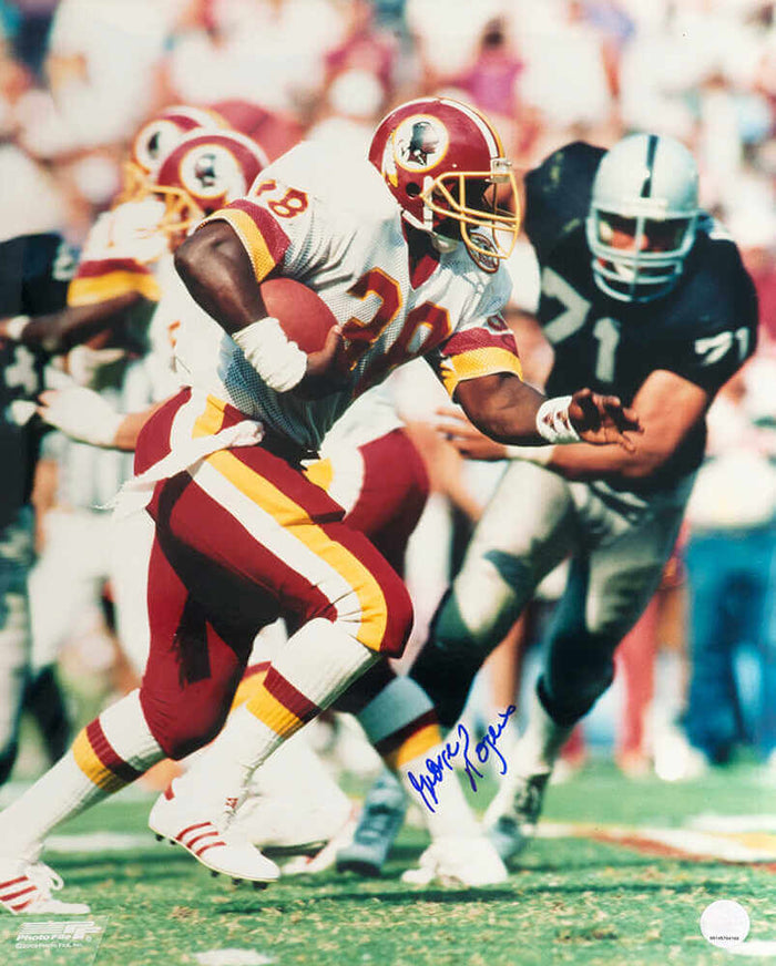 George Rogers Autographed Washington Football Team B&W White Jersey Action 16x20 Photo-Powers Sports Memorabilia