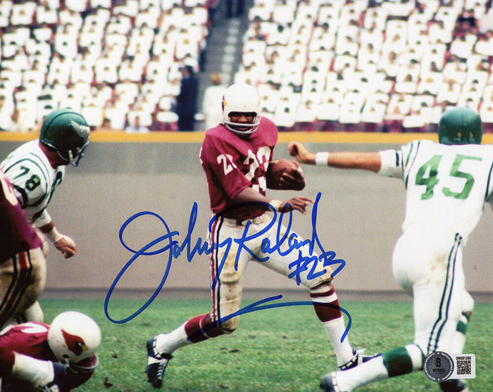 Johnny Roland Autographed Cardinals 8x10 Photo - (Beckett)-Powers Sports Memorabilia