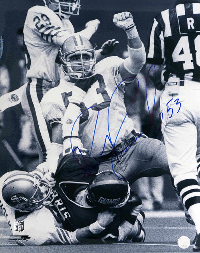 Bill Romanowski Autographed San Francisco 49ers B&W Action 16x20 Photo-Powers Sports Memorabilia