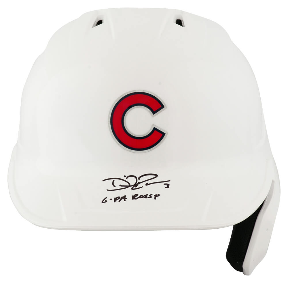 David Ross Autographed Chicago Cubs White Chrome Rawlings Full Size Batting Helmet with G-Pa Rossy-Powers Sports Memorabilia