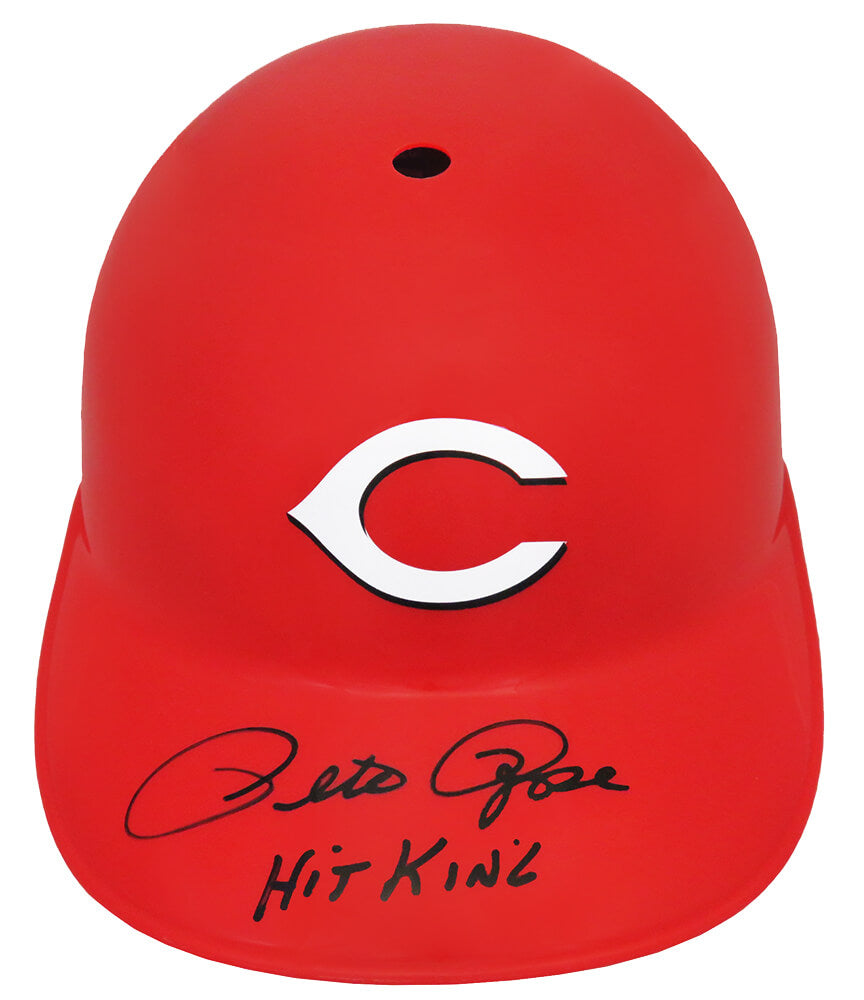 Pete Rose Autographed Cincinnati Reds Replica Souvenir Batting Helmet with Hit King-Powers Sports Memorabilia