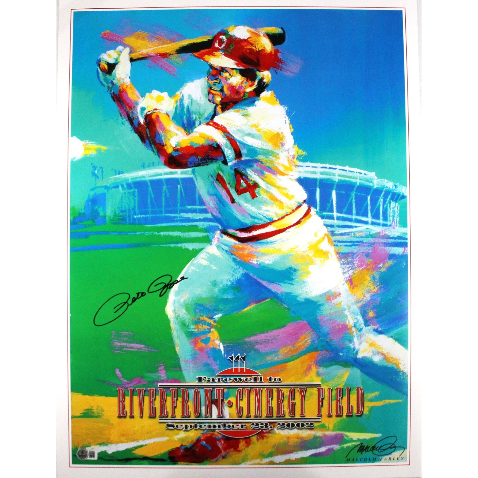 Pete Rose Cincinnati Reds 24x18 Signed Lithograph-Powers Sports Memorabilia