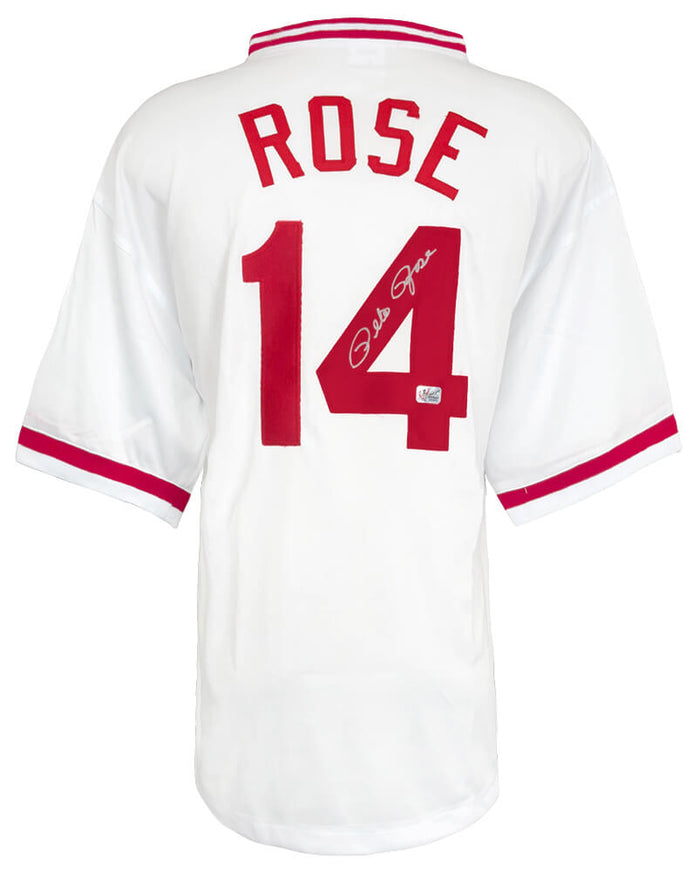 Pete Rose Autographed White Throwback 'Hit King' Custom Baseball Jersey-Powers Sports Memorabilia