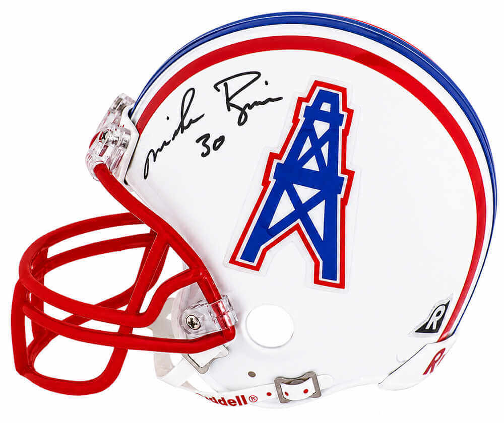 Mike Rozier Houston Oilers Autographed Throwback Riddell (VSR4) Mini Helmet-Powers Sports Memorabilia