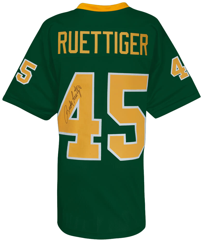 Rudy Ruettiger Autographed Green Throwback Custom Football Jersey-Powers Sports Memorabilia
