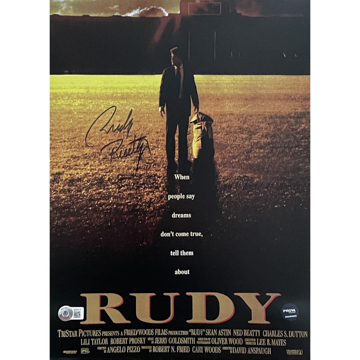 Rudy Ruettiger Signed Notre Dame 11x17 Photo – Beckett Authenticated-Powers Sports Memorabilia