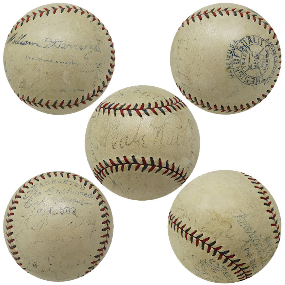 Babe Ruth & Lou Gehrig, 1933 WS Champs NY Yankees Team Autographed Official AL Baseball with 23 Members-Powers Sports Memorabilia