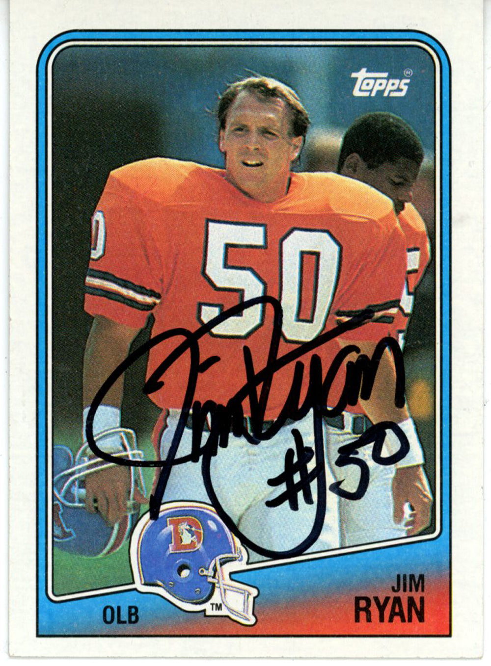 Jim Ryan Denver Broncos Signed Card - 1988 Topps #34 Beckett Beckett-Powers Sports Memorabilia