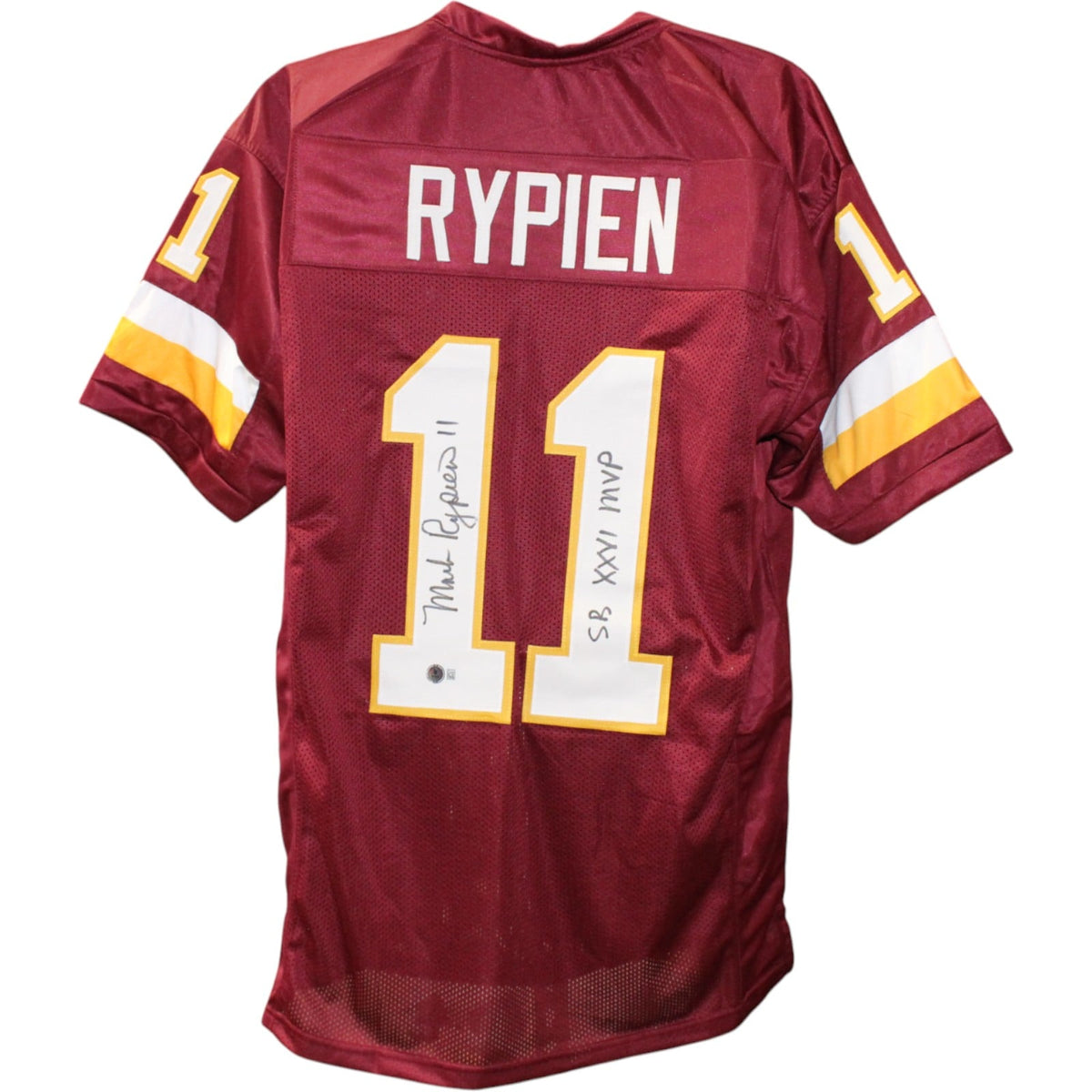 Mark Rypien Signed Pro Style Red XL Jersey MVP – Beckett Witness Authenticated-Powers Sports Memorabilia