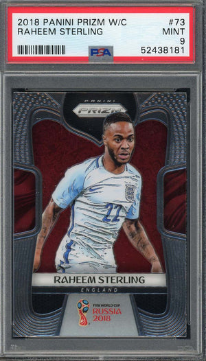 Raheem Sterling 2018 Panini Prizm World Cup Soccer Card #73 Graded PSA 9-Powers Sports Memorabilia