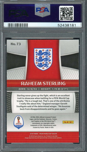 Raheem Sterling 2018 Panini Prizm World Cup Soccer Card #73 Graded PSA 9-Powers Sports Memorabilia