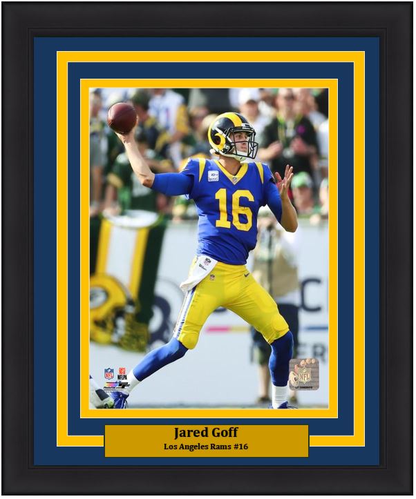 Jared Goff in Action Los Angeles Rams NFL Football 8" x 10" Professionally Framed Photo-Powers Sports Memorabilia