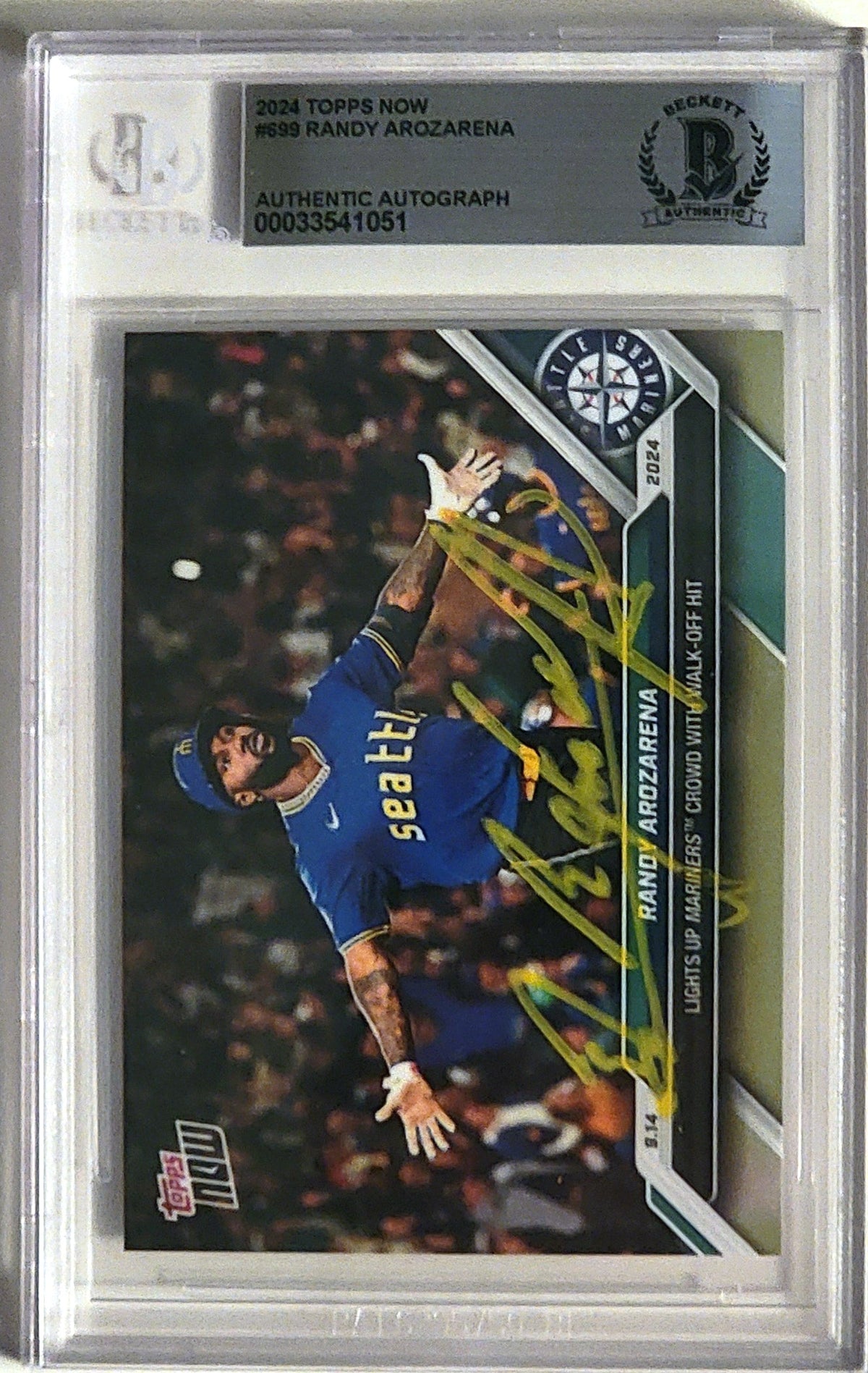 Randy Arozarena Signed Seattle Mariners 2024 Topps Now Card #699 - Beckett-Powers Sports Memorabilia
