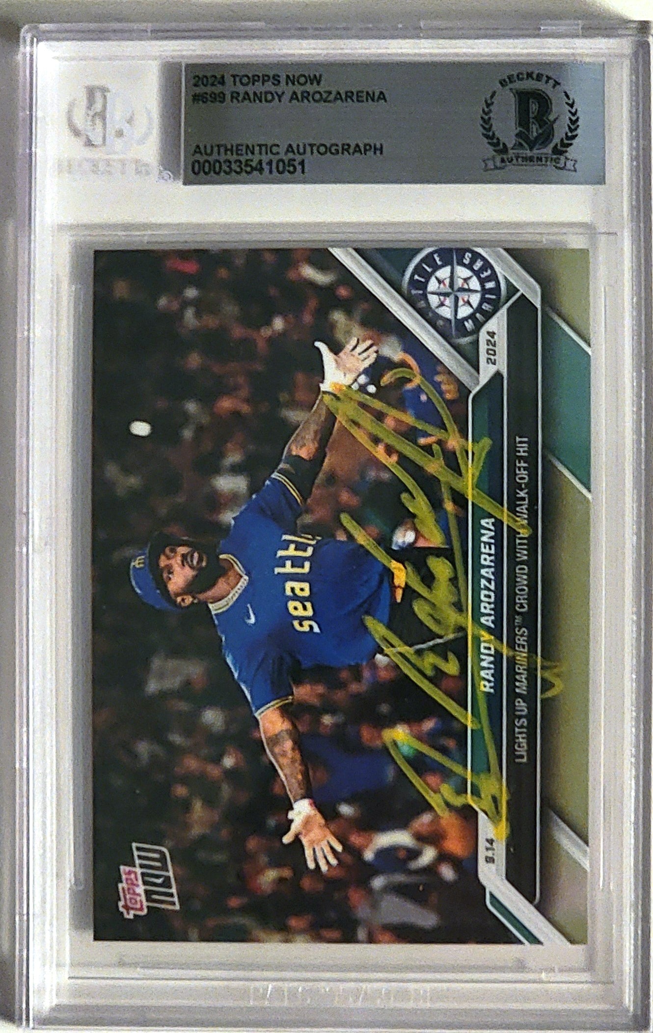 Randy Arozarena Signed Seattle Mariners 2024 Topps Now Card #699 - Beckett-Powers Sports Memorabilia