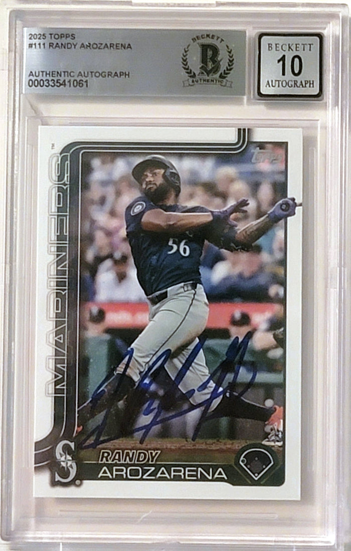 Randy Arozarena Signed Seattle Mariners 2025 Topps Card #111 Beckett AUTO 10-Powers Sports Memorabilia