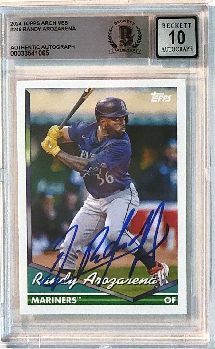Randy Arozarena Signed Seattle Mariners 2024 Topps Archives Card #246 Beckett AUTO 10-Powers Sports Memorabilia