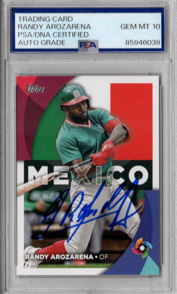 Randy Arozarena Signed Mexico WBC 2023 Topps Card AUTO GEM MT 10 PSA 85424418-Powers Sports Memorabilia