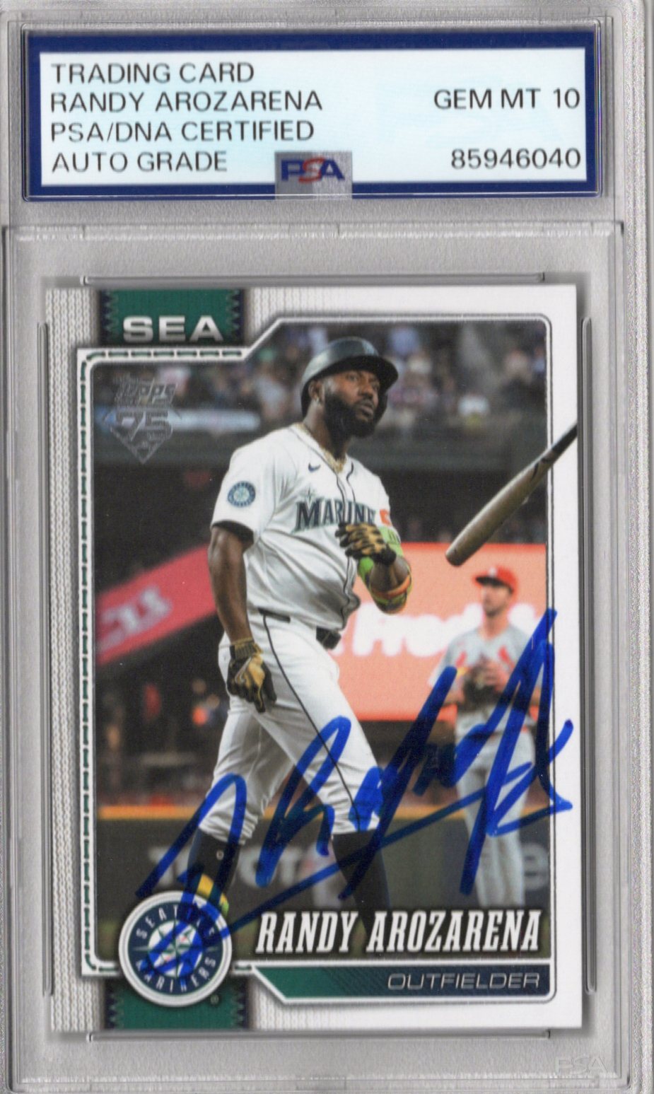 Randy Arozarena Autographed Seattle Mariners Topps Trading Card #431 PSA AUTO GRADE GEM MT 10