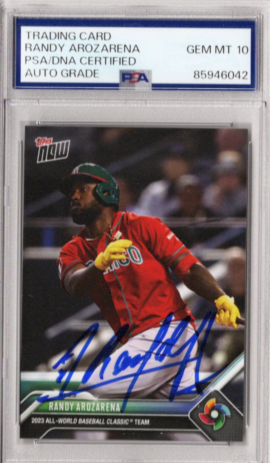 Randy Arozarena Signed WBC Mexico 2023 Topps NOW Trading Card PSA AUTO GRADE GEM MT 10-Powers Sports Memorabilia