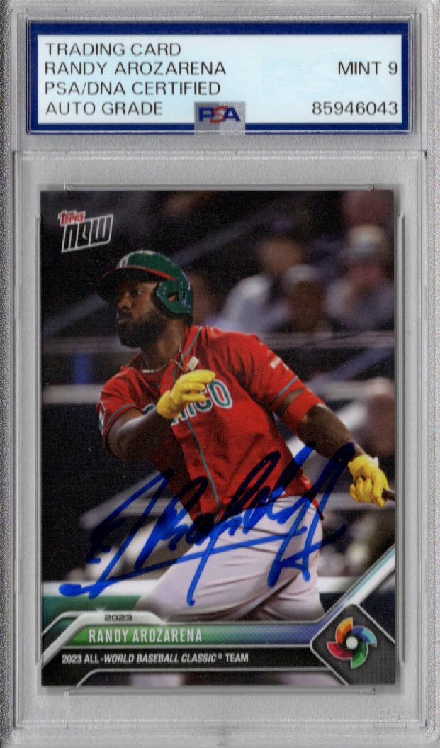 Randy Arozarena Signed WBC Mexico 2023 Topps NOW Card PSA AUTO GRADE MINT 9-Powers Sports Memorabilia