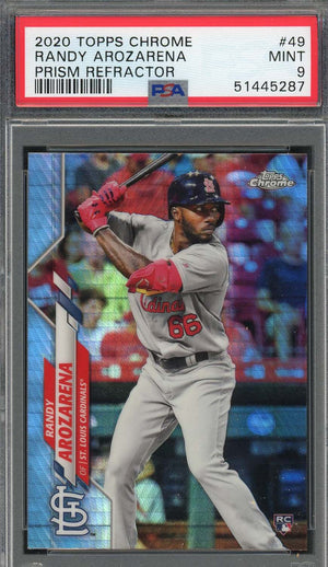 Randy Arozarena 2020 Topps Chrome Prism Refractor Rookie Card #49 Graded PSA 9-Powers Sports Memorabilia