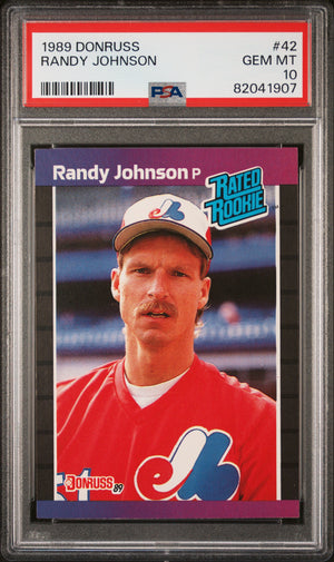 Randy Johnson 1989 Donruss Rated Baseball Rookie Card #42 Graded PSA 10-Powers Sports Memorabilia