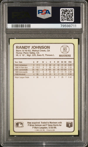 Randy Johnson 1989 Donruss Baseballs Best Rookie Card #80 Graded PSA 10-Powers Sports Memorabilia