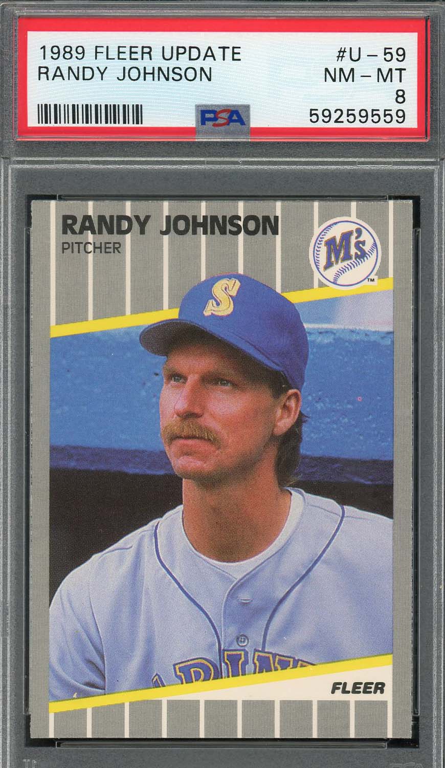 Randy Johnson 1989 Fleer Update Baseball Rookie Card RC #U-59 Graded PSA 8-Powers Sports Memorabilia