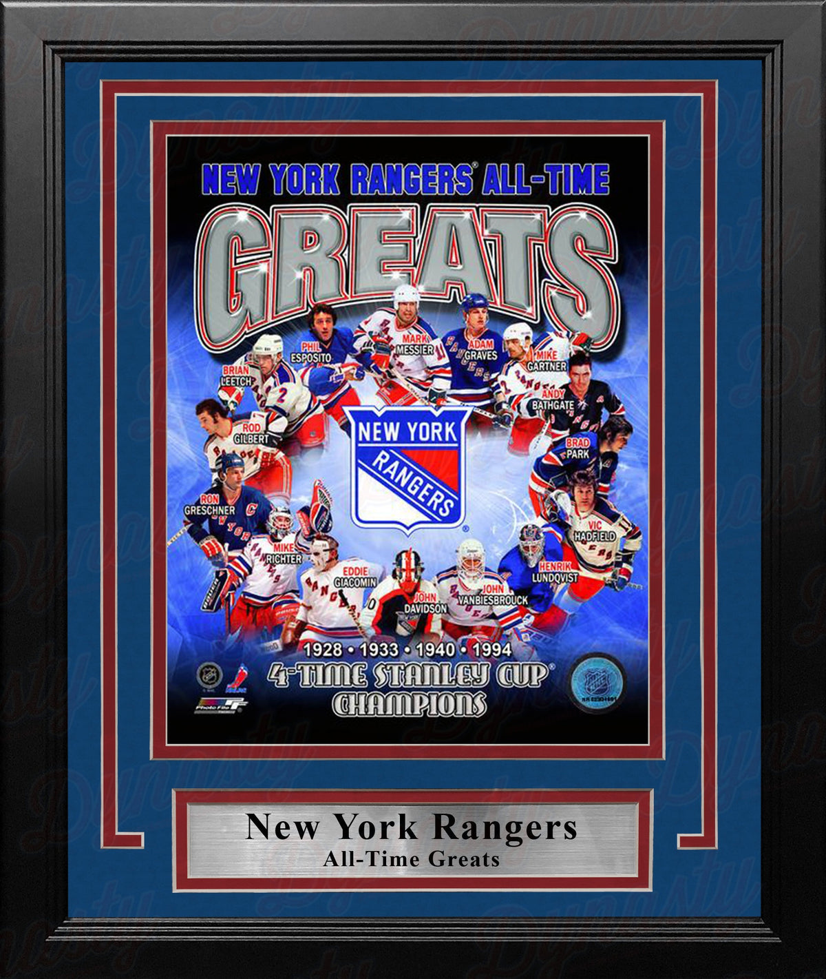 New York Rangers All-Time Greats 8" x 10" Framed Hockey Display Photo-Powers Sports Memorabilia