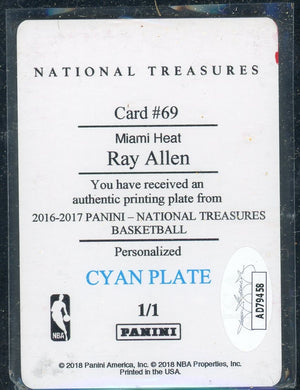 Ray Allen 2016 Panini National Treasures Signed Printing Plate Card JSA COA 1/1-Powers Sports Memorabilia