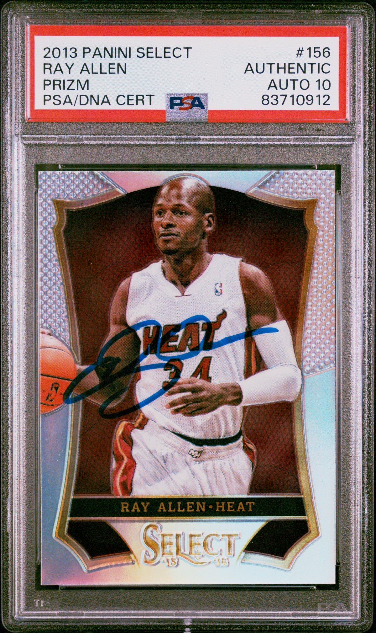 Ray Allen 2013 Panini Select Silver Prizm Signed Card #156 Auto Graded PSA 10-Powers Sports Memorabilia