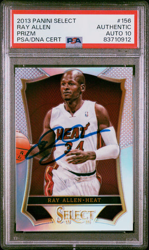 Ray Allen 2013 Panini Select Silver Prizm Signed Card #156 Auto Graded PSA 10-Powers Sports Memorabilia