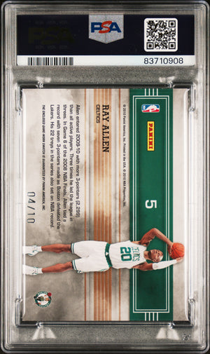 Ray Allen 2009 Panini Absolute Game Patch Signed Card #5 Auto Graded PSA 10 4/10-Powers Sports Memorabilia
