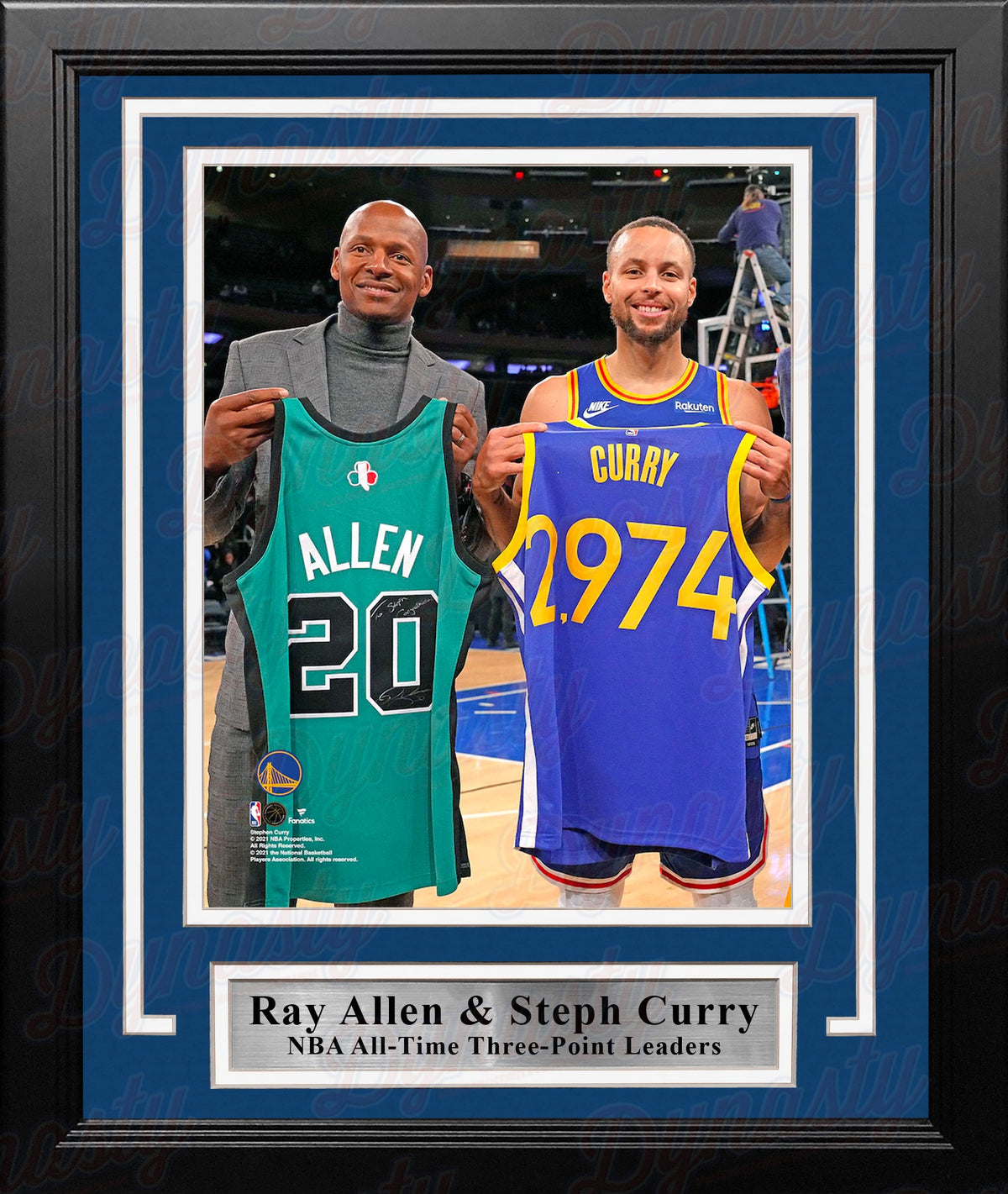Ray Allen & Steph Curry 3-Point Record-Breaking Celebration 8" x 10" Framed Basketball Display Photo-Powers Sports Memorabilia