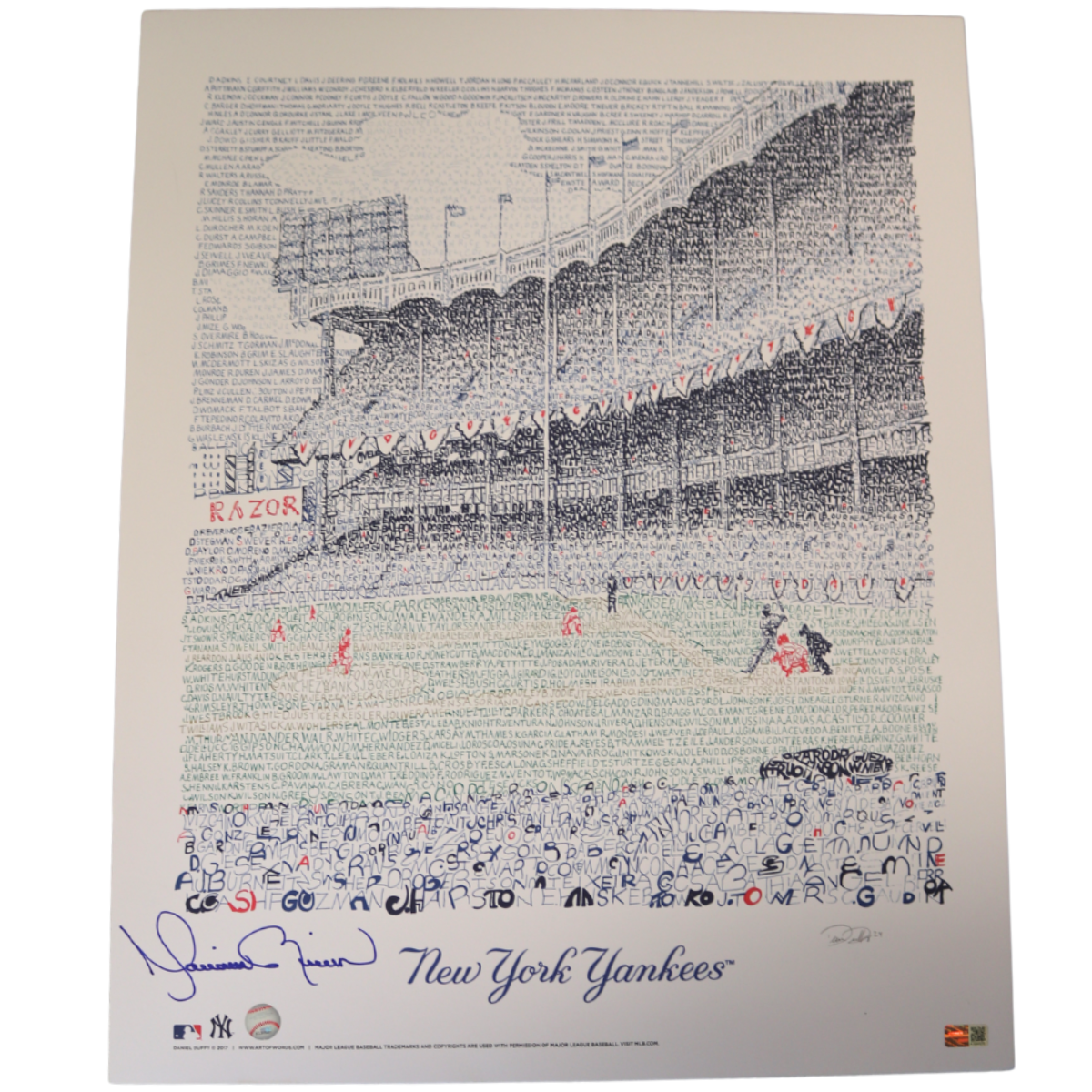Mariano Rivera New York Yankees Signed Mounted 16"x20" Art of Words-Powers Sports Memorabilia