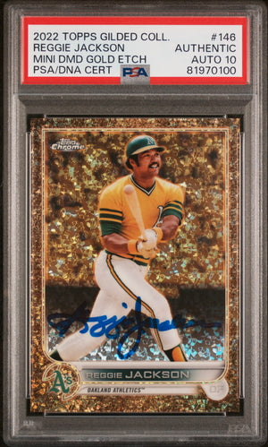 Reggie Jackson 2022 Topps Chrome Gold Signed Card #146 Auto Graded PSA 10 8/50-Powers Sports Memorabilia
