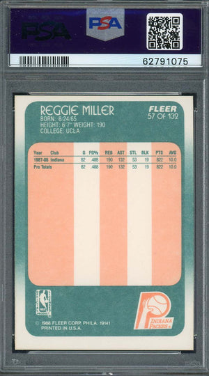 Reggie Miller 1988 Fleer Basketball Rookie Card RC #57 Graded PSA 6-Powers Sports Memorabilia