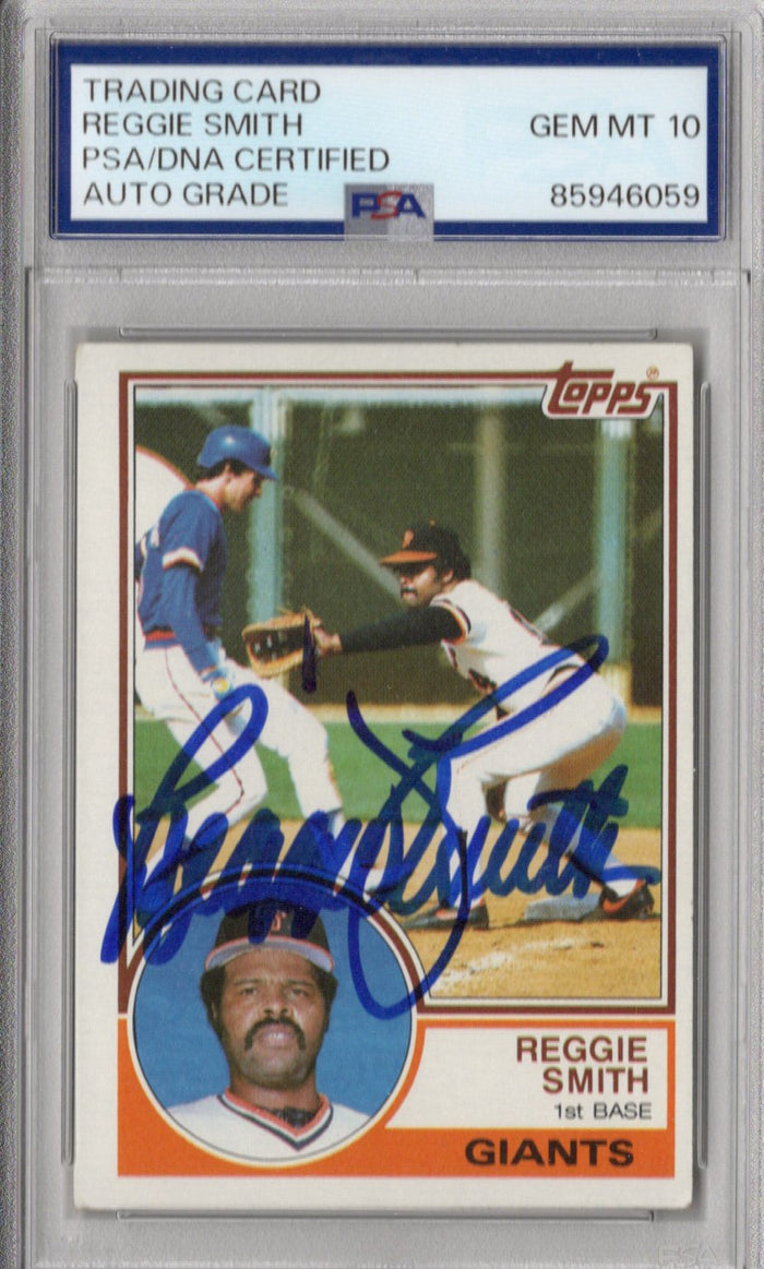 Reggie Smith Signed San Francisco Giants 1983 Topps #282 Card PSA AUTO GRADE GEM MT 10-Powers Sports Memorabilia