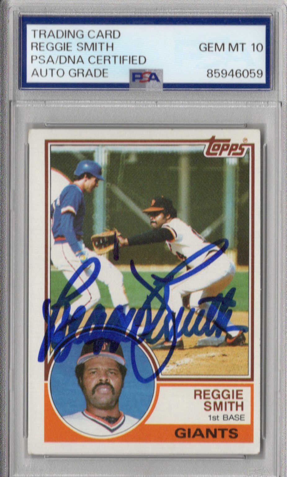 Reggie Smith Signed San Francisco Giants 1983 Topps #282 Card PSA AUTO GRADE GEM MT 10-Powers Sports Memorabilia