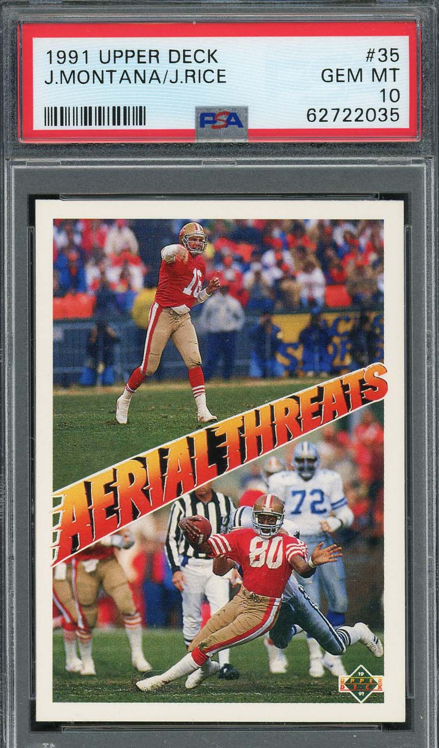 Joe Montana / Jerry Rice 1991 Upper Deck Football Card #35 Graded PSA 10-Powers Sports Memorabilia