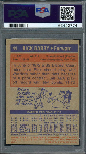 Rick Barry 1972 Topps Basketball Card #44 Graded PSA 6-Powers Sports Memorabilia