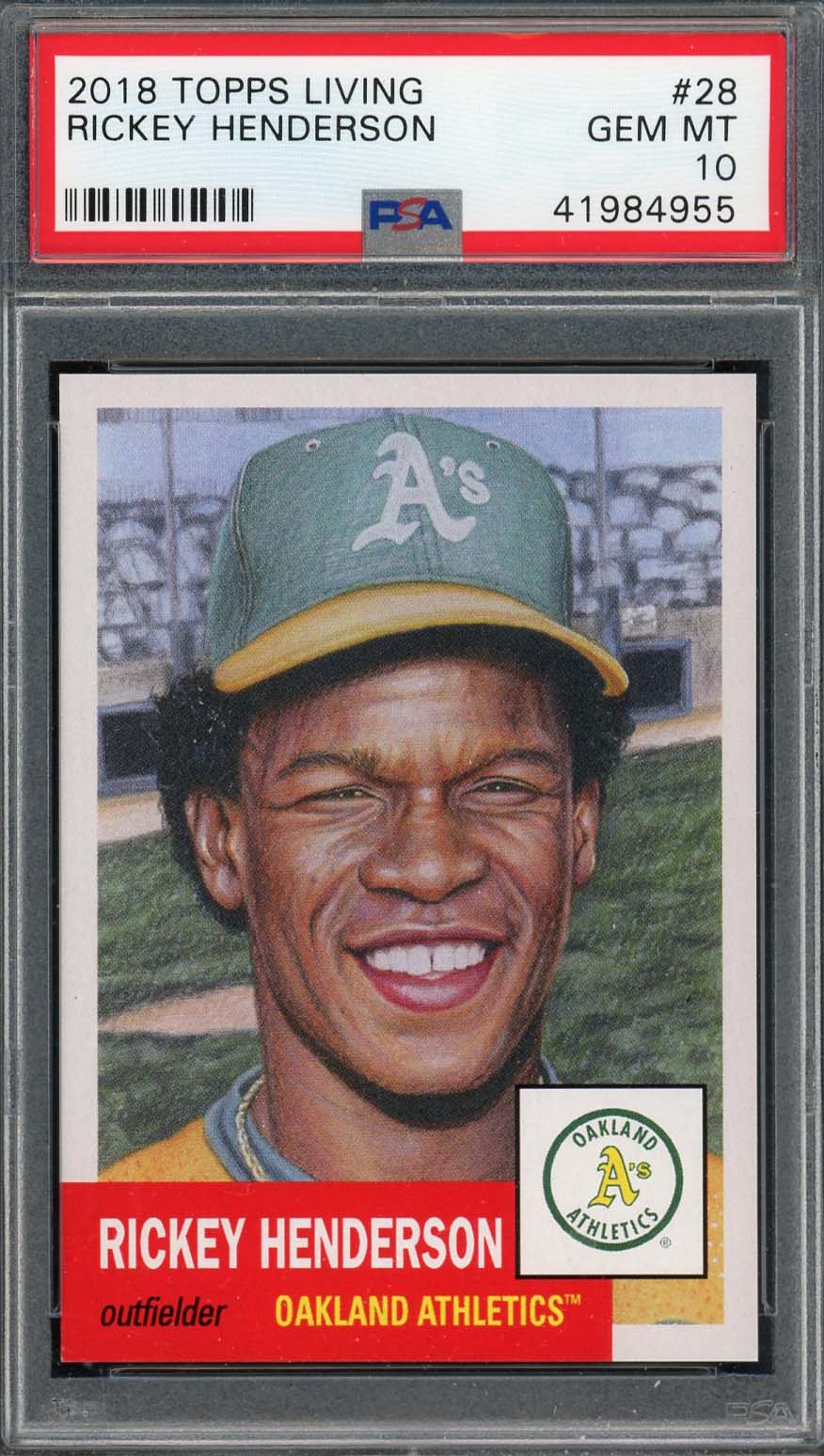 Rickey Henderson 2018 Topps Living Baseball Card #28 Graded PSA 10 GEM MINT-Powers Sports Memorabilia