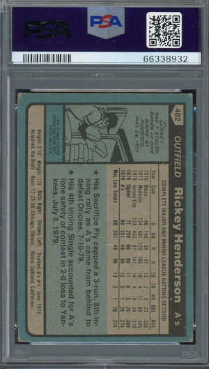Rickey Henderson 1980 Topps Baseball Rookie Card RC #482 Graded PSA 3-Powers Sports Memorabilia