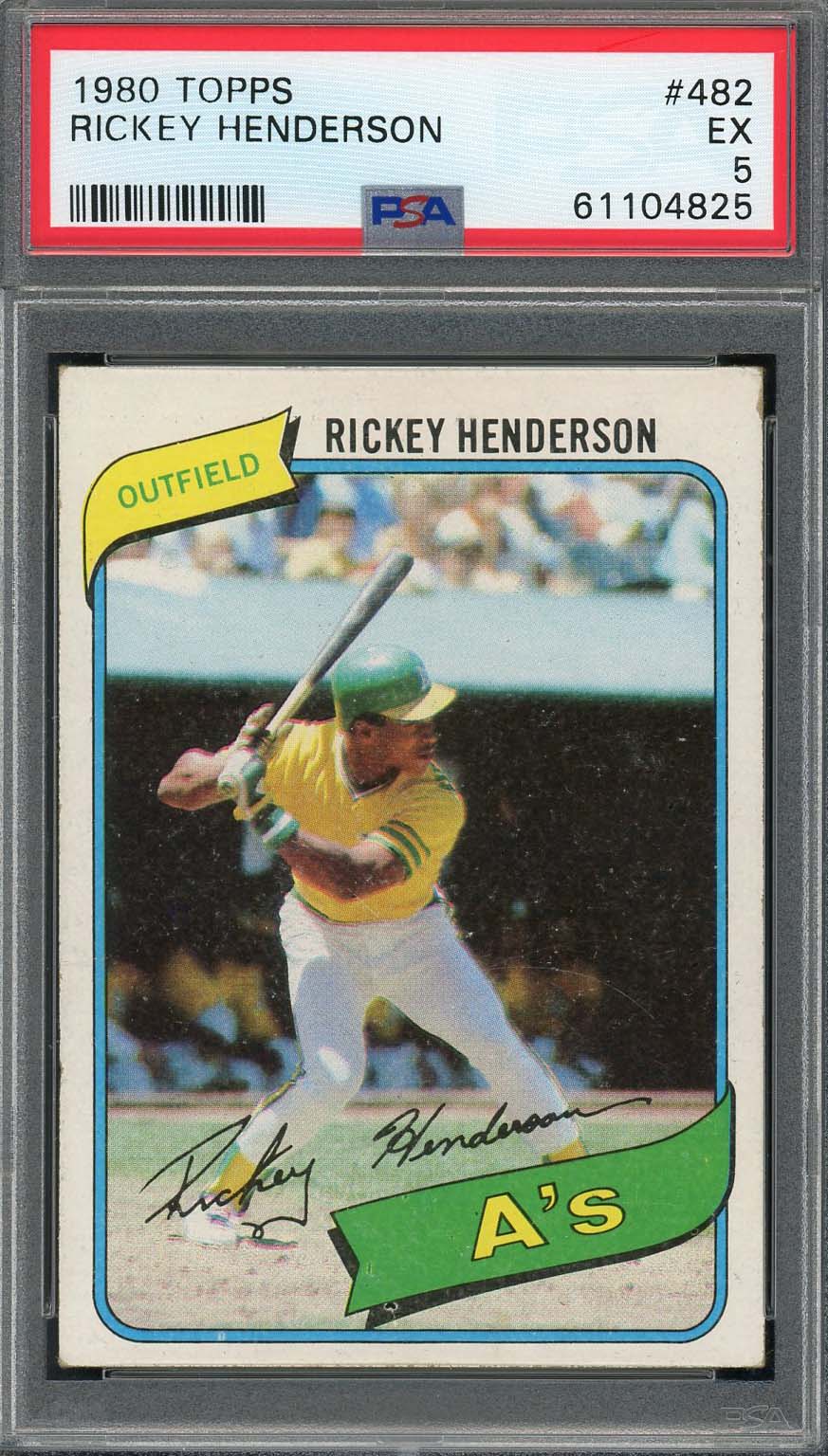 Rickey Henderson 1980 Topps Baseball Rookie Card RC #482 Graded PSA 5-Powers Sports Memorabilia