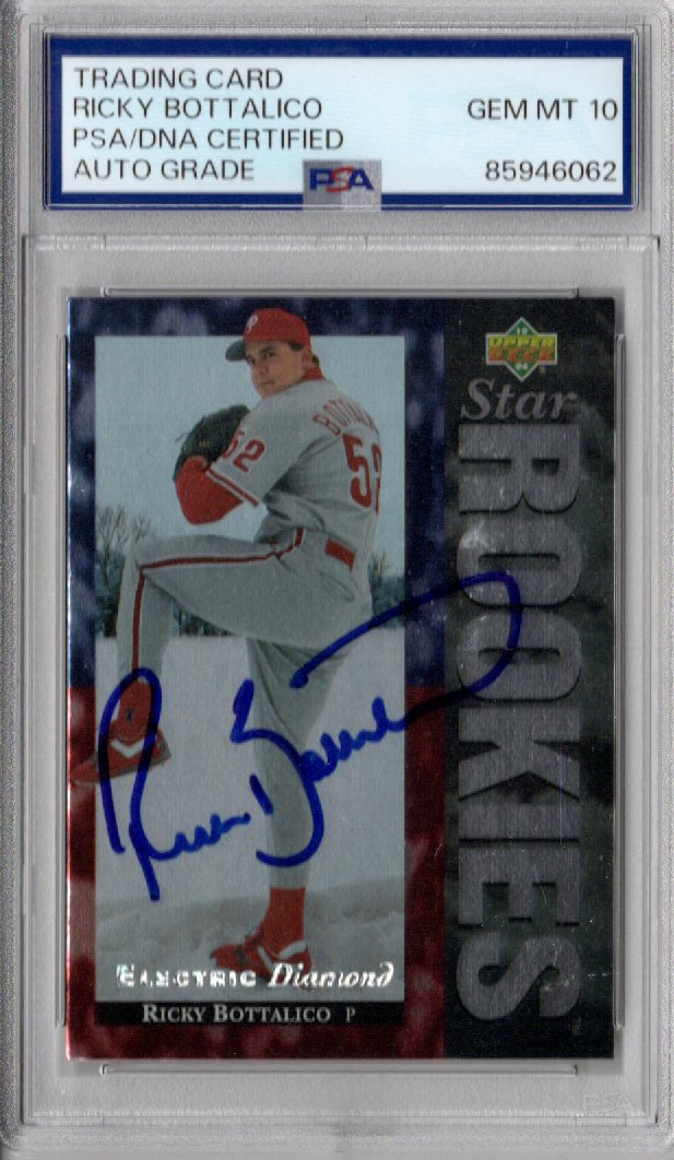 Ricky Bottalico Signed Philadelphia Phillies 1994 Upper Deck Rookie Card PSA AUTO GRADE GEM MT 10-Powers Sports Memorabilia