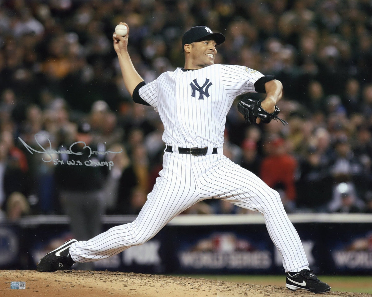 Mariano Rivera New York Yankees Signed 16x20 2009 World Series Photo Inscribed "5th W.S Champ"-Powers Sports Memorabilia