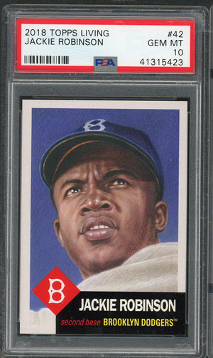 Jackie Robinson Brooklyn Dodgers 2018 Topps Living Baseball Card #42 Graded PSA 10 GEM MINT-Powers Sports Memorabilia