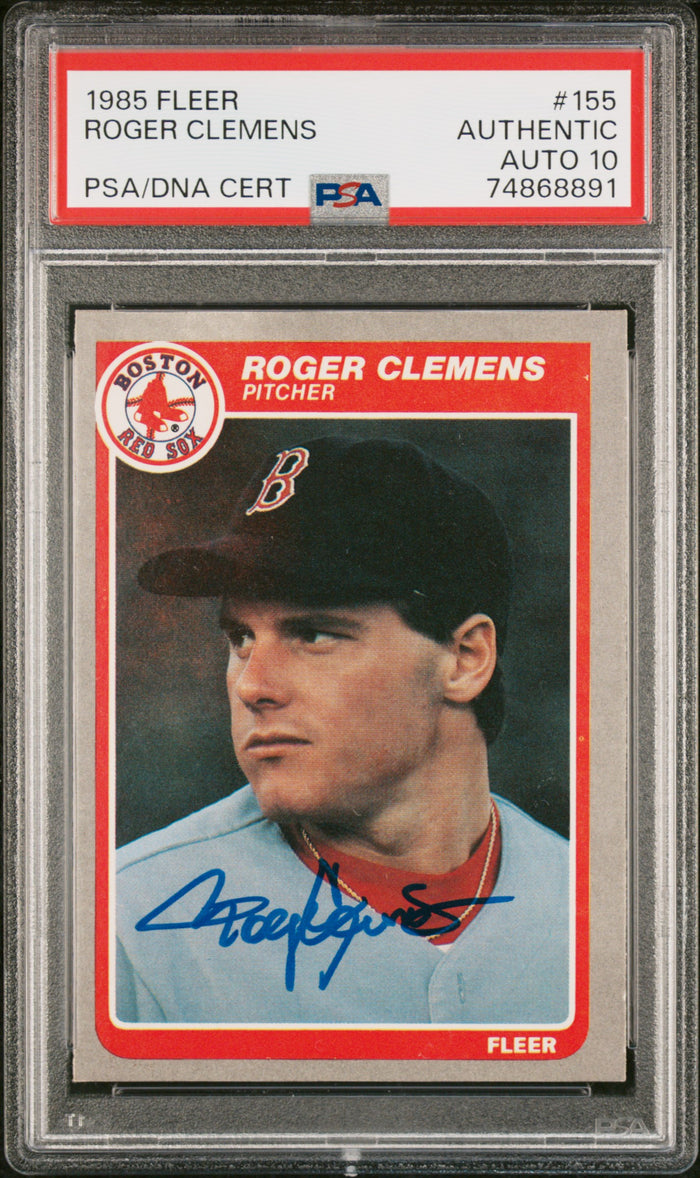 Roger Clemens 1985 Fleer Signed Baseball Rookie Card #155 Auto PSA 10 74868891-Powers Sports Memorabilia